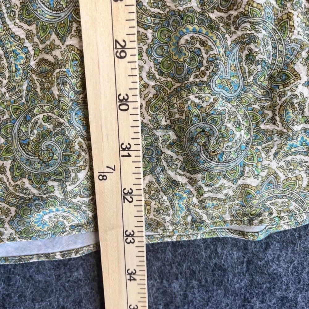 Zara Green Paisley Print Vacation Viscose Slip Dress Size L Mini Ruched V-Neck - Picture 4 of 12